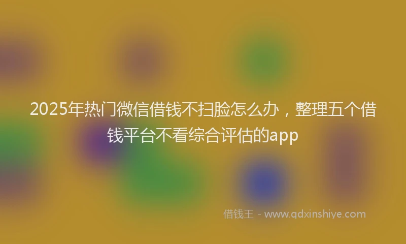 2025年热门微信借钱不扫脸怎么办，整理五个借钱平台不看综合评估的app