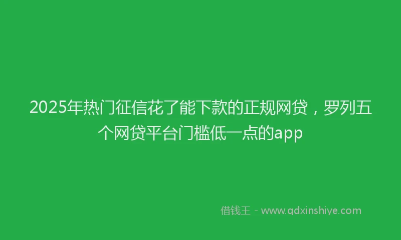 2025年热门征信花了能下款的正规网贷，罗列五个网贷平台门槛低一点的app