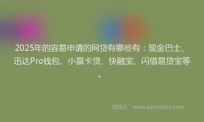 2025年的容易申请的网贷有哪些有：现金巴士、迅达Pro钱包、小赢卡贷、快融宝、闪借易贷宝等。