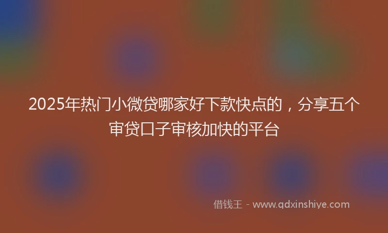 2025年热门小微贷哪家好下款快点的，分享五个审贷口子审核加快的平台