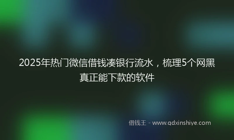 2025年热门微信借钱凑银行流水，梳理5个网黑真正能下款的软件
