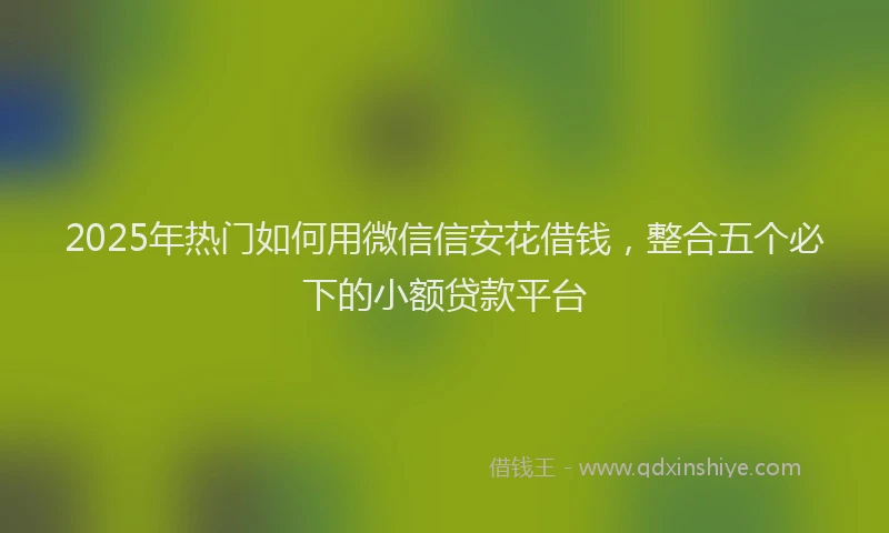 2025年热门如何用微信信安花借钱，整合五个必下的小额贷款平台