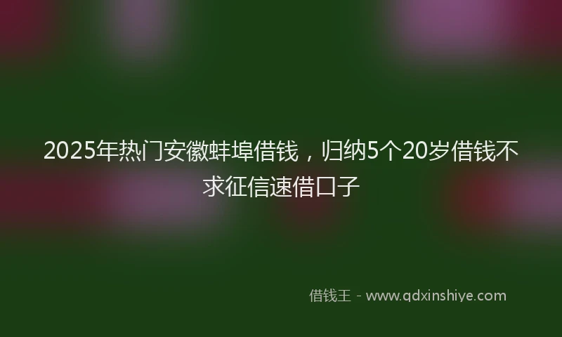 2025年热门安徽蚌埠借钱，归纳5个20岁借钱不求征信速借口子