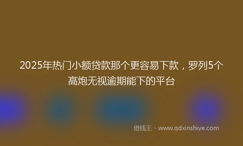 2025年热门小额贷款那个更容易下款，罗列5个高炮无视逾期能下的平台