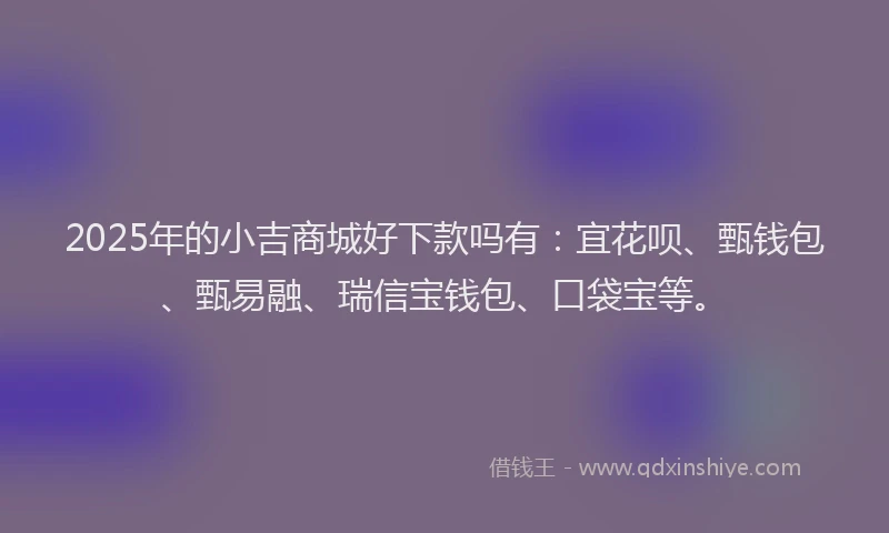 2025年的小吉商城好下款吗有：宜花呗、甄钱包、甄易融、瑞信宝钱包、口袋宝等。