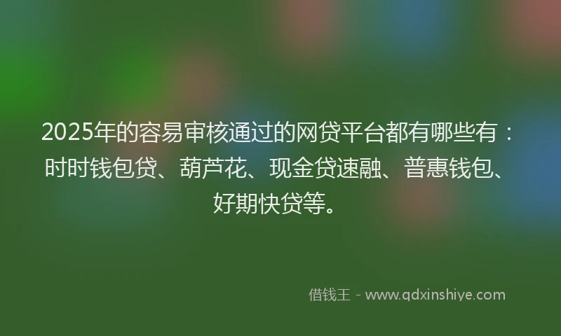 2025年的容易审核通过的网贷平台都有哪些有：时时钱包贷、葫芦花、现金贷速融、普惠钱包、好期快贷等。