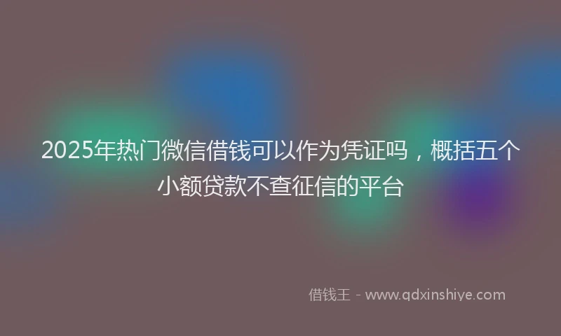 2025年热门微信借钱可以作为凭证吗，概括五个小额贷款不查征信的平台