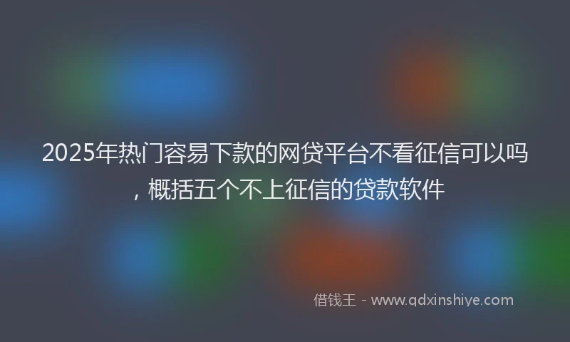2025年热门容易下款的网贷平台不看征信可以吗，概括五个不上征信的贷款软件