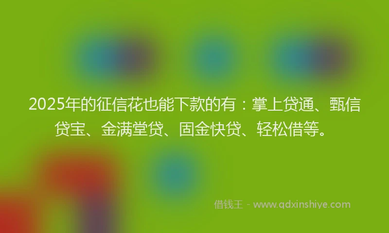 2025年的征信花也能下款的有：掌上贷通、甄信贷宝、金满堂贷、固金快贷、轻松借等。