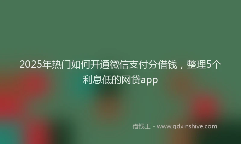 2025年热门如何开通微信支付分借钱，整理5个利息低的网贷app