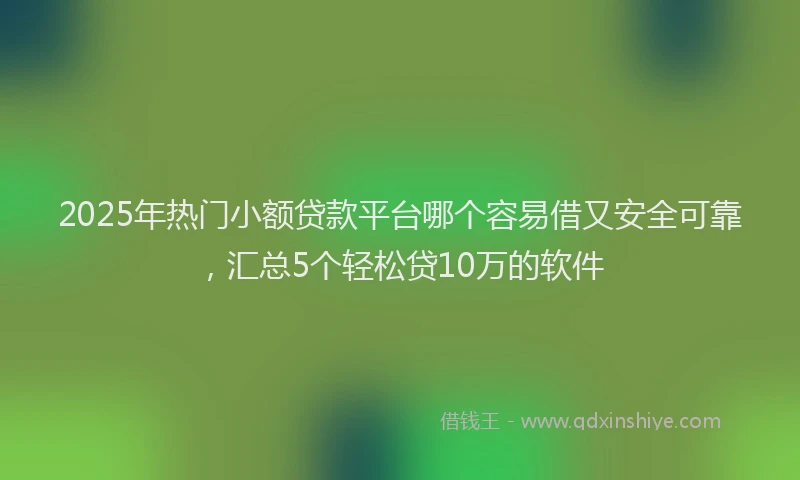 2025年热门小额贷款平台哪个容易借又安全可靠，汇总5个轻松贷10万的软件