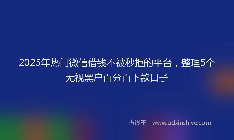 2025年热门微信借钱不被秒拒的平台，整理5个无视黑户百分百下款口子