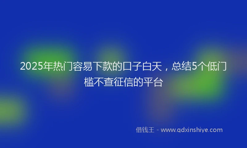 2025年热门容易下款的口子白天，总结5个低门槛不查征信的平台