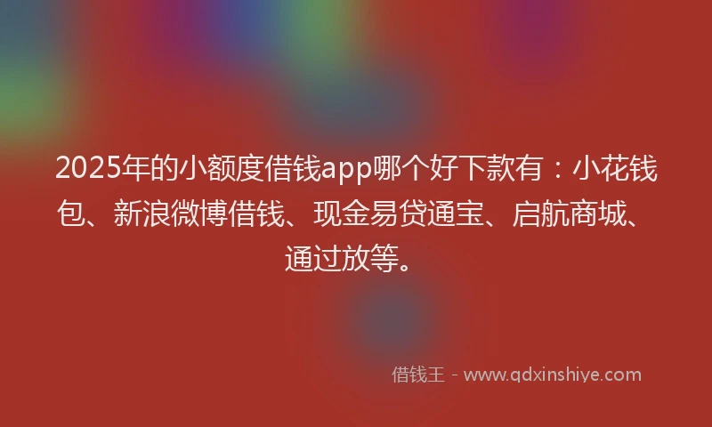 2025年的小额度借钱app哪个好下款有：小花钱包、新浪微博借钱、现金易贷通宝、启航商城、通过放等。