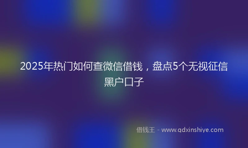 2025年热门如何查微信借钱，盘点5个无视征信黑户口子