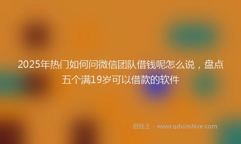 2025年热门如何问微信团队借钱呢怎么说，盘点五个满19岁可以借款的软件