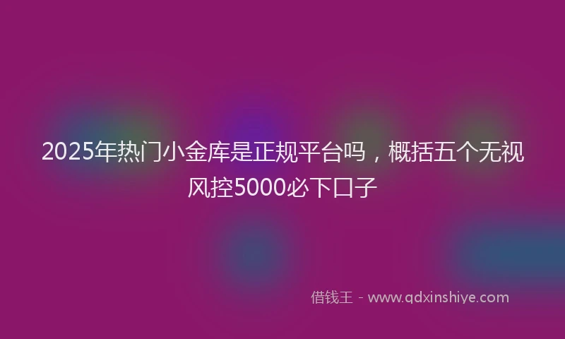 2025年热门小金库是正规平台吗，概括五个无视风控5000必下口子