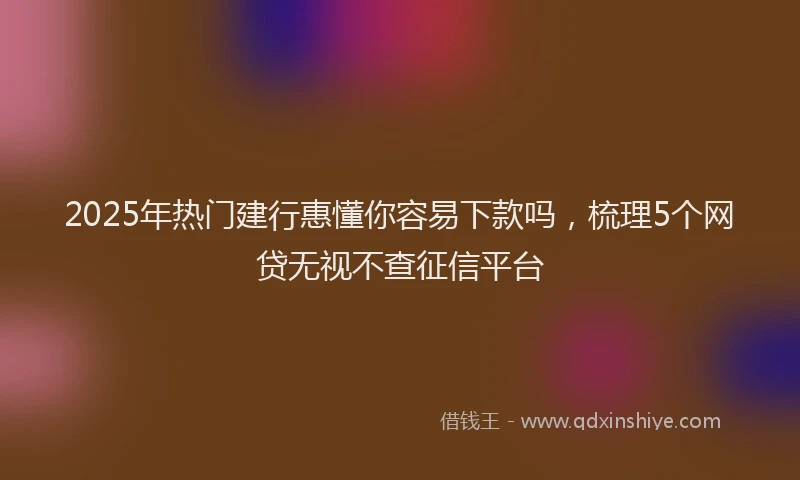 2025年热门建行惠懂你容易下款吗，梳理5个网贷无视不查征信平台
