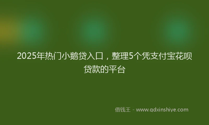 2025年热门小鹅贷入口，整理5个凭支付宝花呗贷款的平台