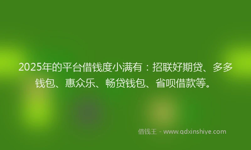 2025年的平台借钱度小满有：招联好期贷、多多钱包、惠众乐、畅贷钱包、省呗借款等。