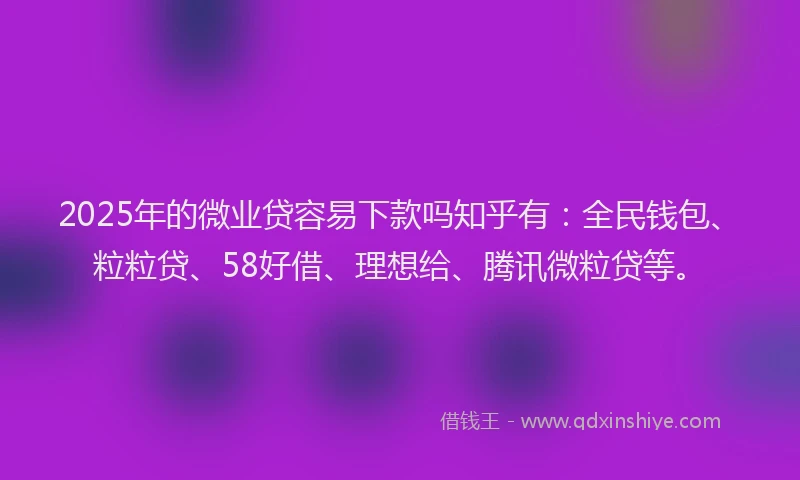 2025年的微业贷容易下款吗知乎有：全民钱包、粒粒贷、58好借、理想给、腾讯微粒贷等。