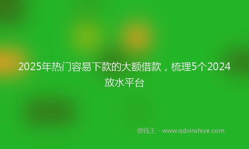 2025年热门容易下款的大额借款，梳理5个2024放水平台