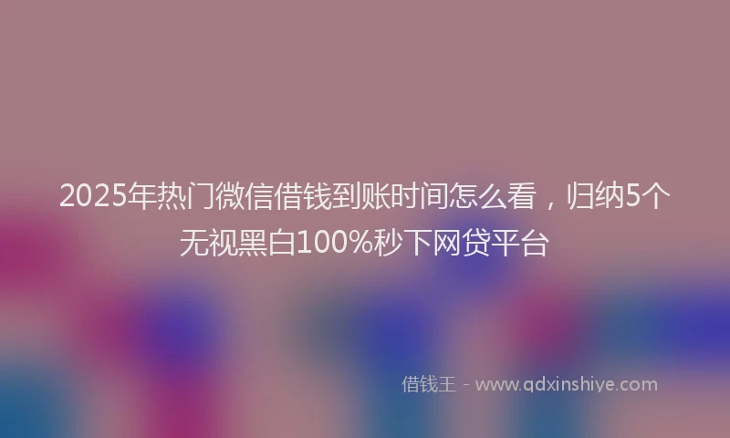 2025年热门微信借钱到账时间怎么看，归纳5个无视黑白100%秒下网贷平台