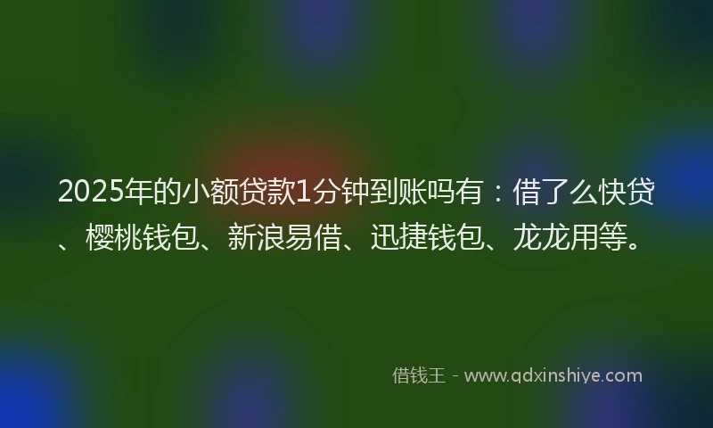 2025年的小额贷款1分钟到账吗有：借了么快贷、樱桃钱包、新浪易借、迅捷钱包、龙龙用等。