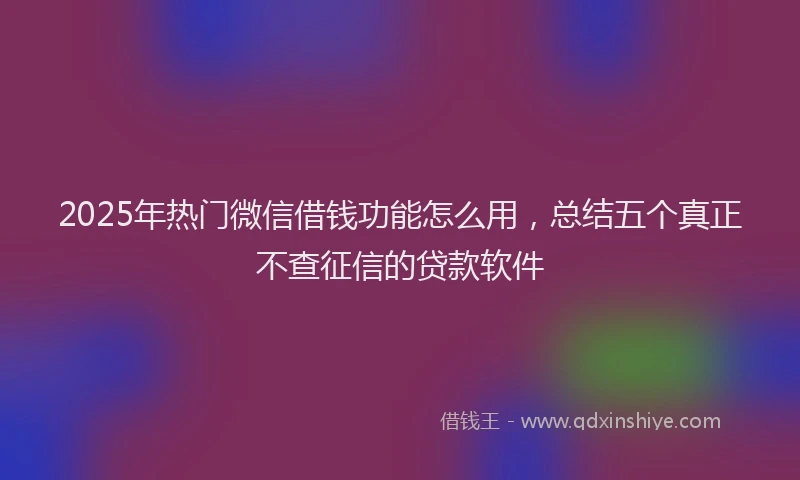2025年热门微信借钱功能怎么用，总结五个真正不查征信的贷款软件