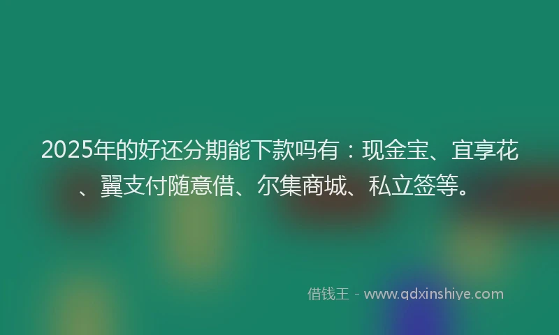 2025年的好还分期能下款吗有：现金宝、宜享花、翼支付随意借、尔集商城、私立签等。
