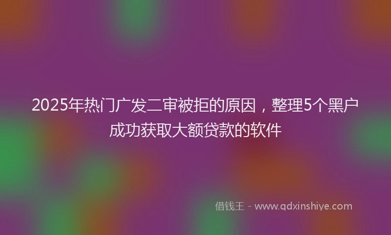 2025年热门广发二审被拒的原因，整理5个黑户成功获取大额贷款的软件
