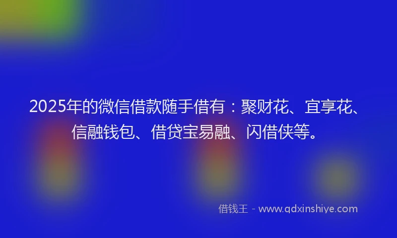 2025年的微信借款随手借有：聚财花、宜享花、信融钱包、借贷宝易融、闪借侠等。