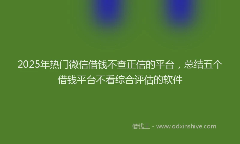 2025年热门微信借钱不查正信的平台，总结五个借钱平台不看综合评估的软件