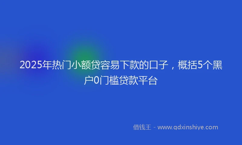 2025年热门小额贷容易下款的口子，概括5个黑户0门槛贷款平台