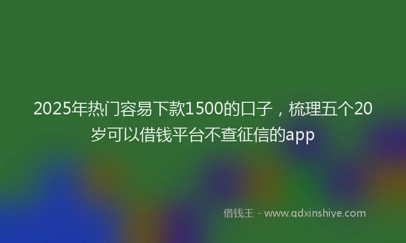 2025年热门容易下款1500的口子，梳理五个20岁可以借钱平台不查征信的app