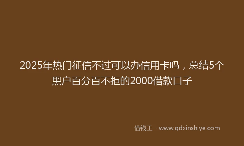 2025年热门征信不过可以办信用卡吗，总结5个黑户百分百不拒的2000借款口子