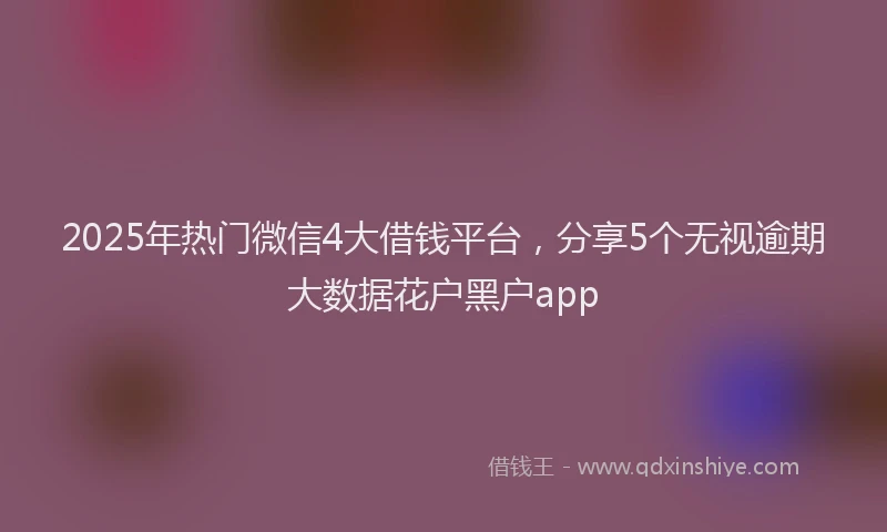 2025年热门微信4大借钱平台，分享5个无视逾期大数据花户黑户app