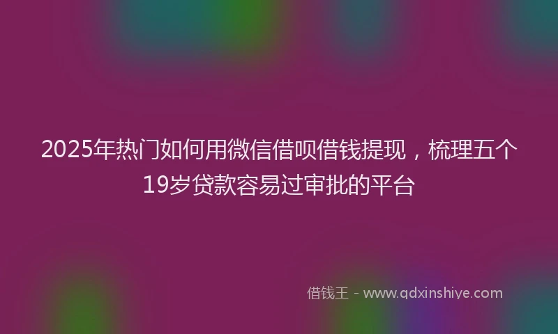 2025年热门如何用微信借呗借钱提现，梳理五个19岁贷款容易过审批的平台