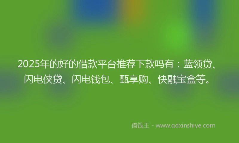 2025年的好的借款平台推荐下款吗有：蓝领贷、闪电侠贷、闪电钱包、甄享购、快融宝盒等。