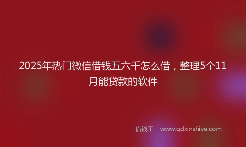2025年热门微信借钱五六千怎么借，整理5个11月能贷款的软件