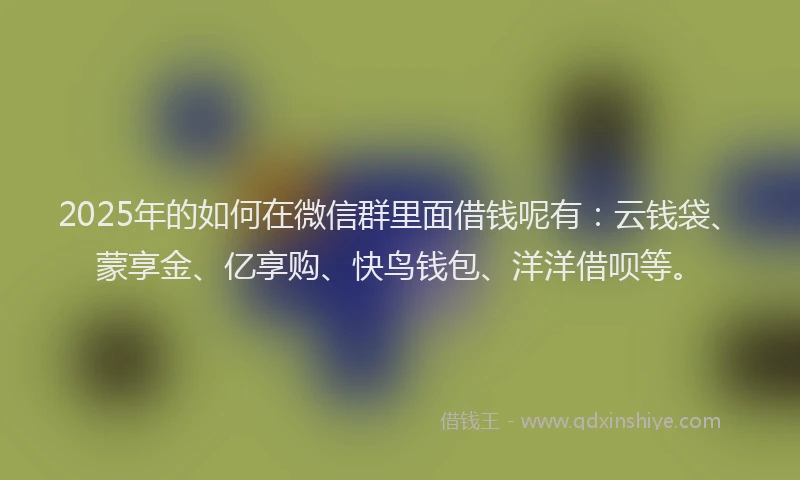 2025年的如何在微信群里面借钱呢有：云钱袋、蒙享金、亿享购、快鸟钱包、洋洋借呗等。