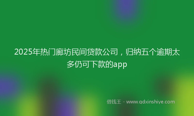 2025年热门廊坊民间贷款公司，归纳五个逾期太多仍可下款的app