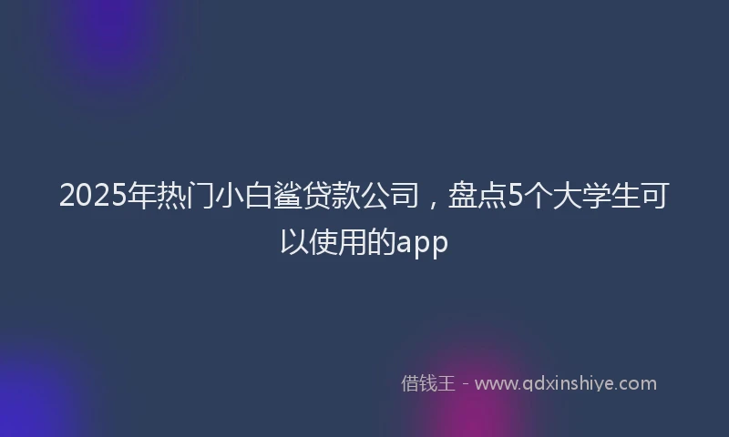 2025年热门小白鲨贷款公司，盘点5个大学生可以使用的app