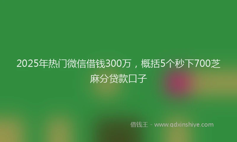 2025年热门微信借钱300万，概括5个秒下700芝麻分贷款口子