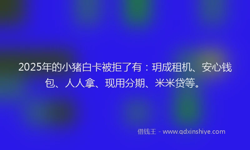 2025年的小猪白卡被拒了有：玥成租机、安心钱包、人人拿、现用分期、米米贷等。