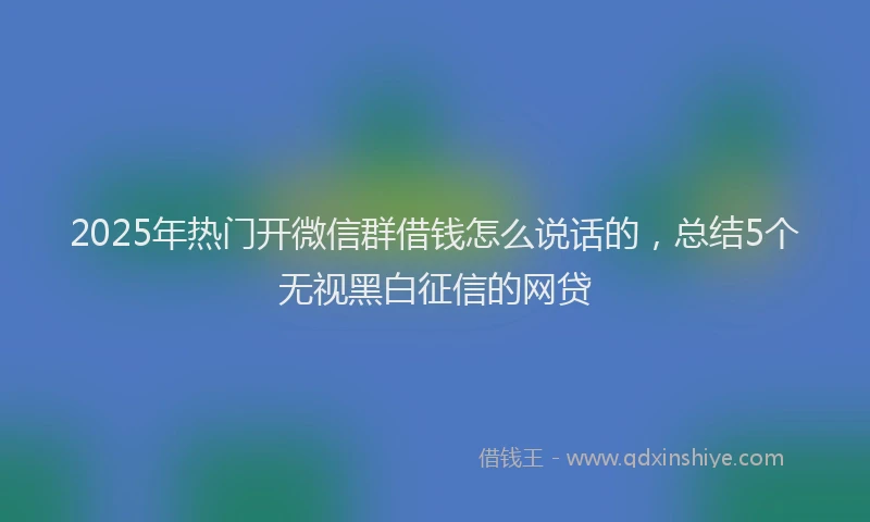 2025年热门开微信群借钱怎么说话的，总结5个无视黑白征信的网贷