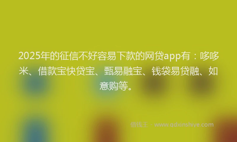 2025年的征信不好容易下款的网贷app有：哆哆米、借款宝快贷宝、甄易融宝、钱袋易贷融、如意购等。