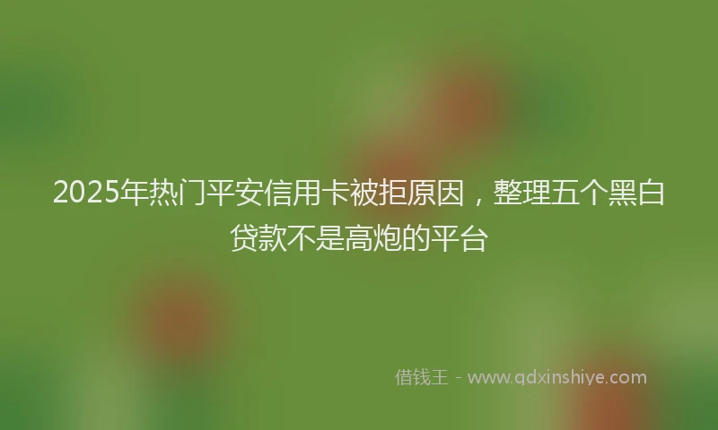 2025年热门平安信用卡被拒原因，整理五个黑白贷款不是高炮的平台