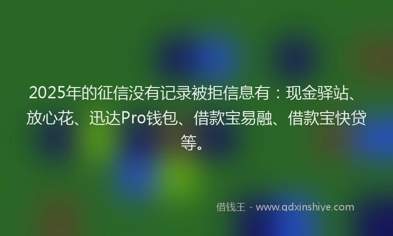 2025年的征信没有记录被拒信息有：现金驿站、放心花、迅达Pro钱包、借款宝易融、借款宝快贷等。