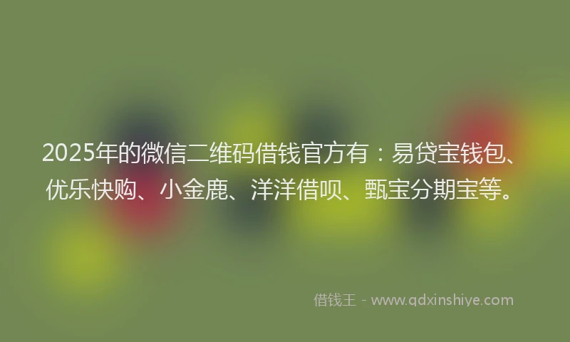 2025年的微信二维码借钱官方有：易贷宝钱包、优乐快购、小金鹿、洋洋借呗、甄宝分期宝等。